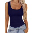thumbnail image 1 of Gsakboxl Summer Tops Women Square Neck Ribbed Knit Cropped Sleeveless Tank Top Trendy Slim Fit Summer Casual Basic Tee Camisole Dark blue M, 1 of 6