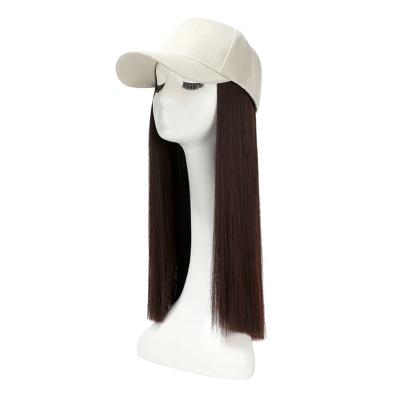 Gsakboxl Sun Hat Adjustable Curved Brim Baseball Cap With Attached Magic Tape Long Straight Hair Wig All In One Hairpiece Hat B