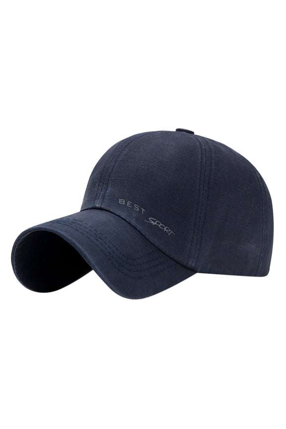 Sun Hat Men Bamboo Slub Textured Cotton Baseball Cap Soft Breathable Outdoor Anti UV Sun Visor Hat Light Casual Daily Fishing Hiking Travel Cap For Guys Navy