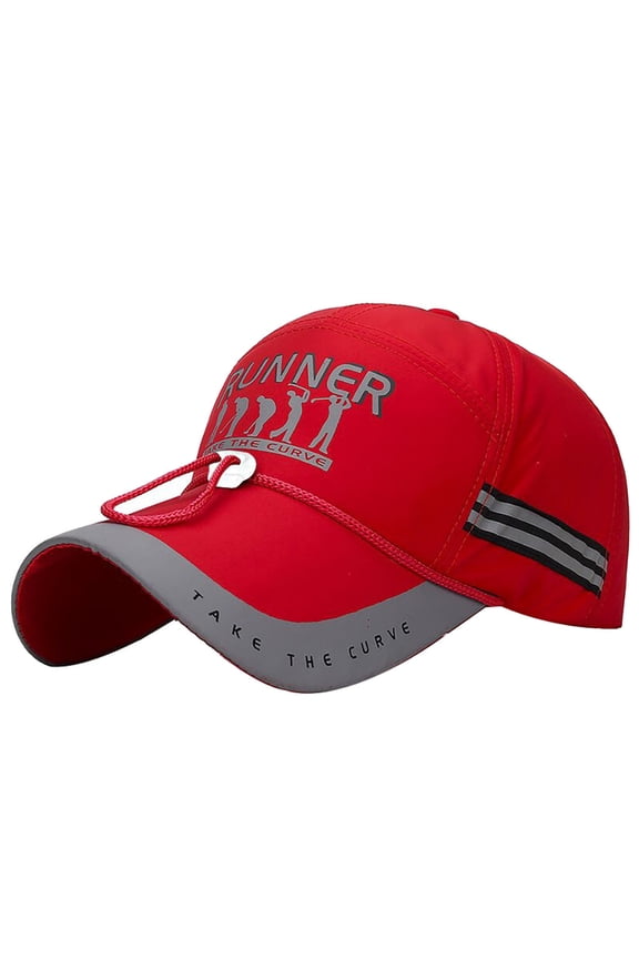 Sun Hat Men Flashback Reflective Quick Dry Sports Running Cap Wind Strap Large Brim Outdoor Sun Hat Red