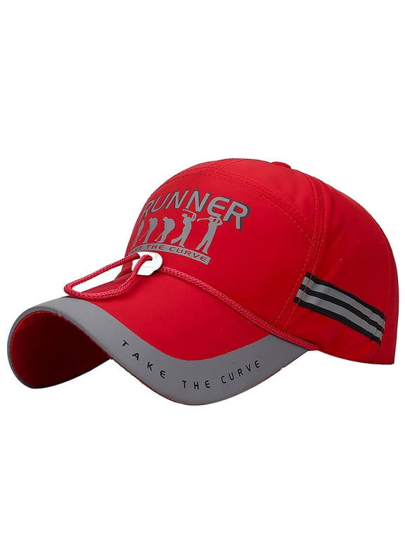 Sun Hat Men Flashback Reflective Quick Dry Sports Running Cap Wind Strap Large Brim Outdoor Sun Hat Red