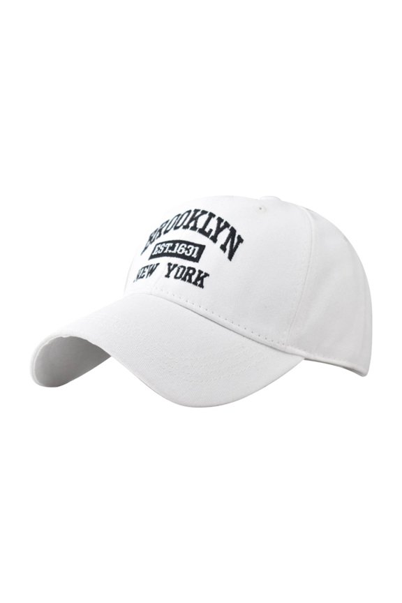 Sun Hat Unisex Brooklyn Alphabet Embroidery Solid Color Breathable Mesh Back Baseball Cap Trend Personalized American Style Outdoor Anti UV Sun Visor Hat For Men Women Daily White