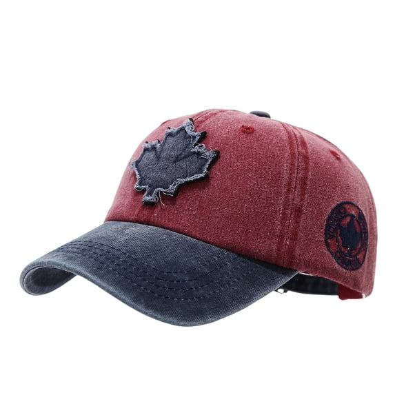 Gsakboxl Sun Hat Unisex Canada Maple Leaf Patch Cotton Baseball Cap, Washed Lightweight Sports Hat for Outdoor Casual