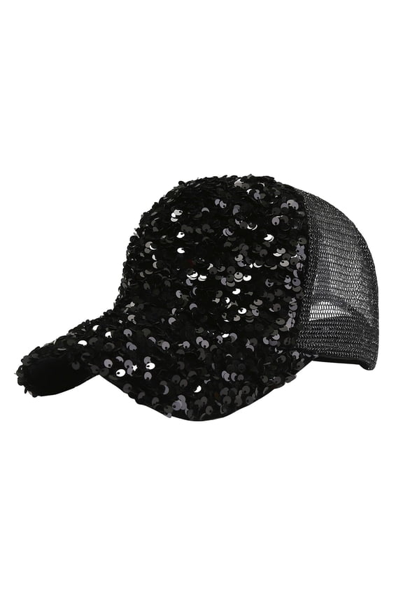 Sun Hat Unisex Sequins Mesh Baseball Cap Breathable Adjustable Peaked Hat Bling Sun Visor Cap For Men Women Beach Hip Hop Outdoor