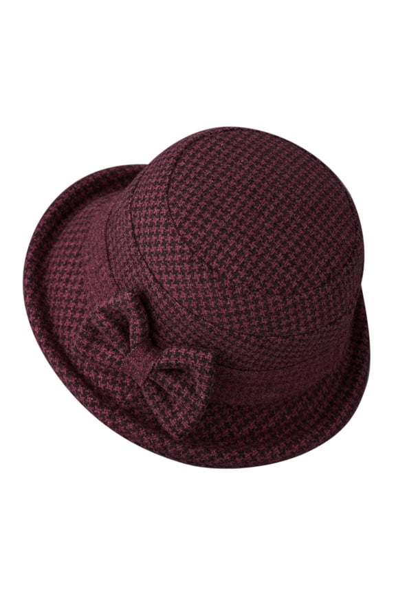 Sun Hat Women Autumn Winter Soft Wool Dome Round Crown Casual Fisherman Pot Hat Elegant Mini Small Bowler Hat For Daily Outdoor Leisure Red