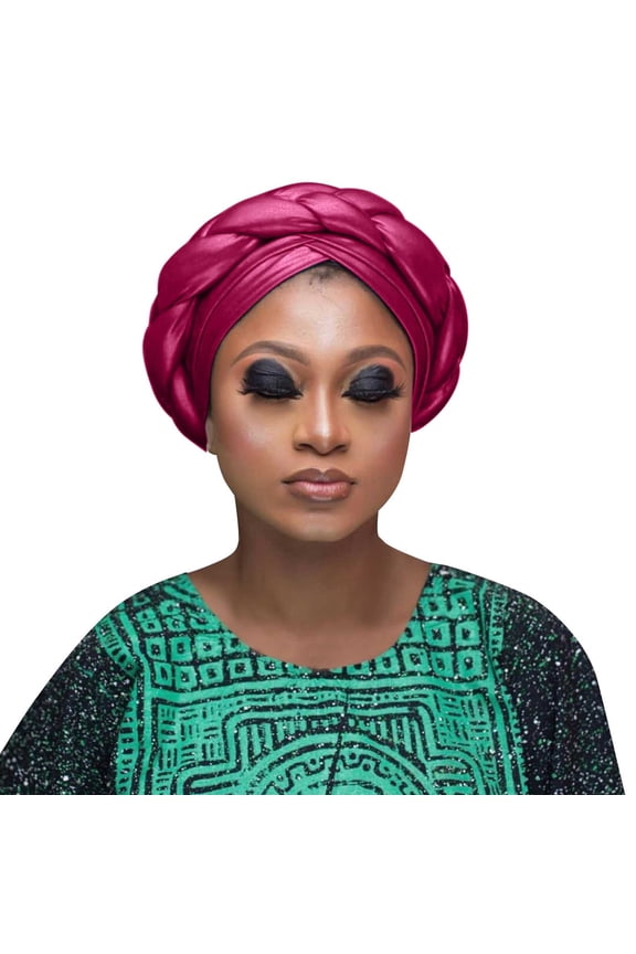 Sun Hat Women Three Layer Ruffle Brim Milk Silk Gold Foil Braided Braid Muslim Wrap Cap Ethnic African Style Satin Lined Hair Bonnet Sleep Chemo Head Hat Hot Pink