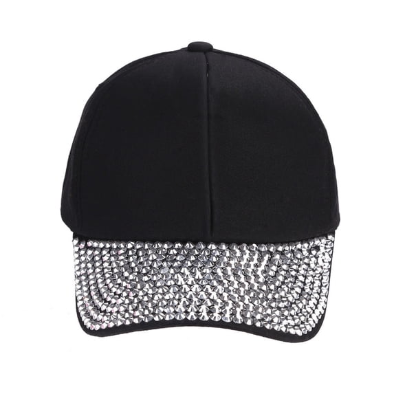 Gsakboxl Sun Hat Women's Fashion Rhinestone Baseball Cap Sparkling Shaped Snapback Hat Bling Peaked Cap for Daily Street Styling