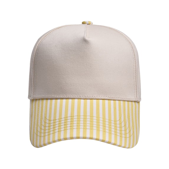 Gsakboxl Sun Hats for Women Unisex Beige Crown Striped Brim Two Tone Trucker Hat Soft Light Cotton Adjustable Curved Bill Dad Hat UPF Sun Protection Cap For Summer Sports Outdoor Daily Wear