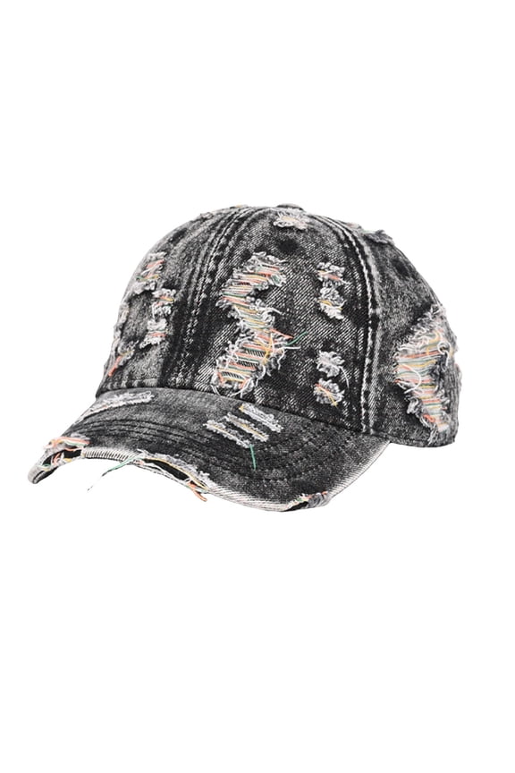 Sun Hats For Women Unisex Retro Ripped Distressed Washed Cowboy Style Denim Baseball Cap Breathable Wide Brim Outdoor UV Protection Sun Visor Hat For Men Women Black