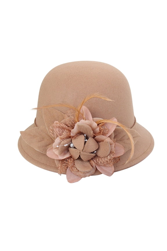 Sun Hats For Women Women Autumn Winter Woolen 3D Floral Round Crown Casual Fisherman Basin Hat Elegant Small Bowler Sun Hat For Daily Leisure Outings D