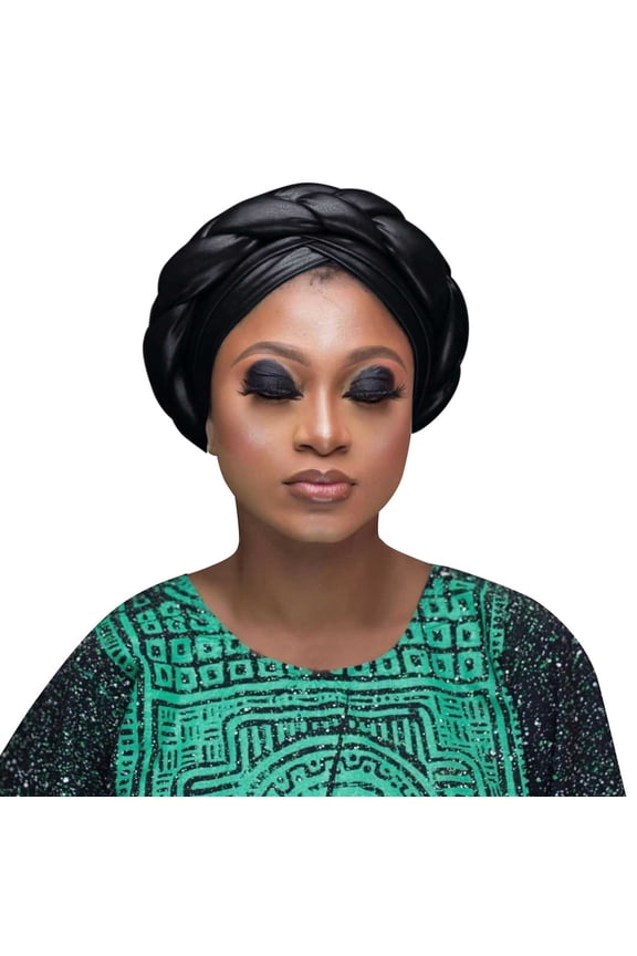 Sun Hats For Women Women Three Layer Ruffle Brim Milk Silk Gold Foil Braided Braid Muslim Wrap Cap Ethnic African Style Satin Lined Hair Bonnet Sleep Chemo Head Hat Black