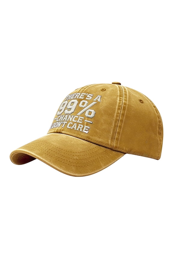 Sun Hats for Women Unisex “99% Chance I Don’t Care” Embroidered Distressed Baseball Cap, Adjustable Funny Sun Hat for Outdoor