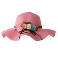 thumbnail image 1 of Gsakboxl Sun Hats for Women Women Rose Red Three-Flower Wide Brim Straw Hat, Foldable Summer Beach Sun Cap for Vacation Outdoor Travel, 1 of 2