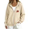 thumbnail image 1 of Gsakboxl Sweaters for Women Football Embroidery Full Zip Up Long Sleeve Hooded Sweatshirt Casual Outer Hood Jacket For Football Lovers Fall Daily Wear, 1 of 8