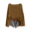 thumbnail image 1 of Gsakboxl Sweaters for Women Solid Boat Neck Long Sleeve Loose Knit Pullover Sweater Soft Basic Casual Fall Travel Top, 1 of 4