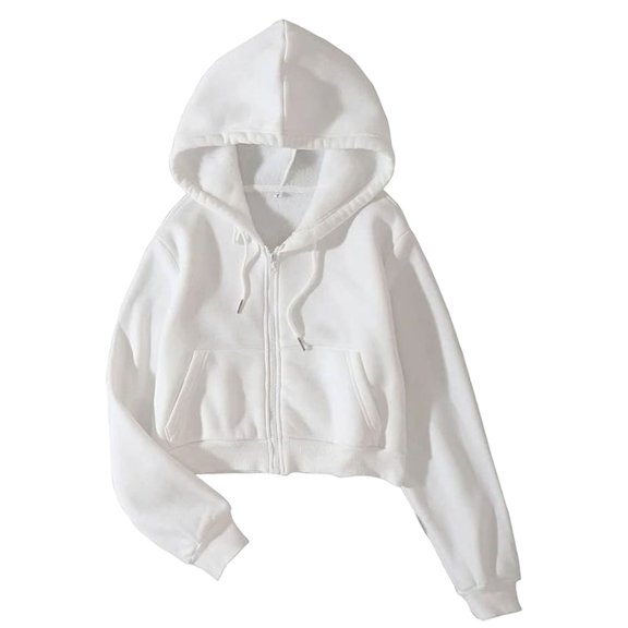 Gsakboxl Sweatshirt Women Cropped Zip Up Long Sleeve Hooded Track Jacket, Casual Workout Slimming Exposed Waist Crop Hoodie Tops