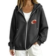 thumbnail image 1 of Gsakboxl Sweatshirt for Women Football Embroidery Full Zip Up Long Sleeve Hooded Sweatshirt, Casual Outer Hood Jacket For Football Lovers Fall Daily Wear, 1 of 8