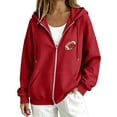 thumbnail image 1 of Gsakboxl Sweatshirt Women Football Embroidery Full Zip Up Long Sleeve Hooded Sweatshirt, Casual Outer Hood Jacket For Football Lovers Fall Daily Wear, 1 of 8
