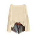 thumbnail image 1 of Gsakboxl Sweatshirt Women Solid Boat Neck Long Sleeve Loose Knit Pullover Sweater, Soft Basic Casual Fall Travel Top, 1 of 4