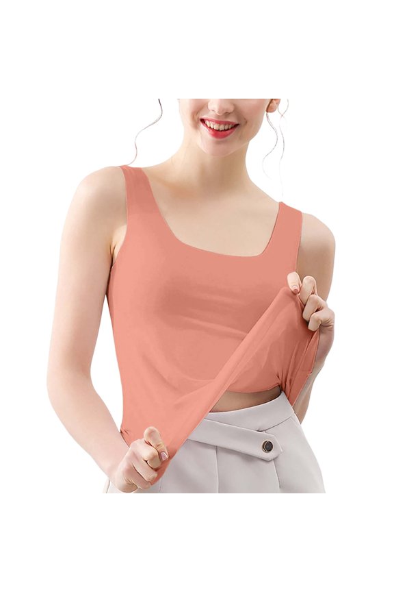 Tank Tops Women Loose Fit Seamless Ice Silk Round Neck Sleeveless Tank Tops Light Thin Breathable Base Layer Undergarment Soft Cooling Summer Inner Shirts For Daily Loungewear Orange XXL
