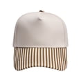 thumbnail image 1 of Gsakboxl Trucker Hat Unisex Beige Crown Striped Brim Two Tone Trucker Hat Soft Light Cotton Adjustable Curved Bill Dad Hat UPF Sun Protection Cap For Summer Sports Outdoor Daily Wear, 1 of 4