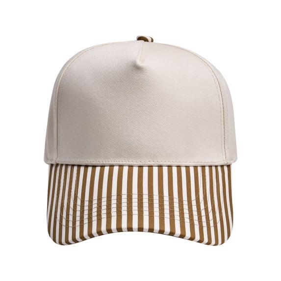 Gsakboxl Trucker Hat Unisex Beige Crown Striped Brim Two Tone Trucker Hat Soft Light Cotton Adjustable Curved Bill Dad Hat UPF Sun Protection Cap For Summer Sports Outdoor Daily Wear