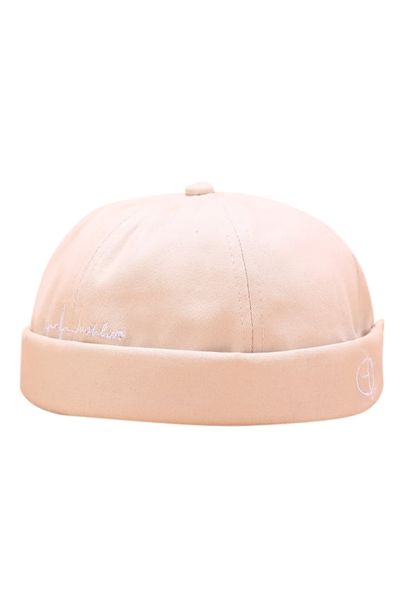 Trucker Hat Unisex Solid Brimless Mechanic Sailor Skull Cap Wavy Landlord Yuppie Hat Casual Street Wear For Men Women Beige