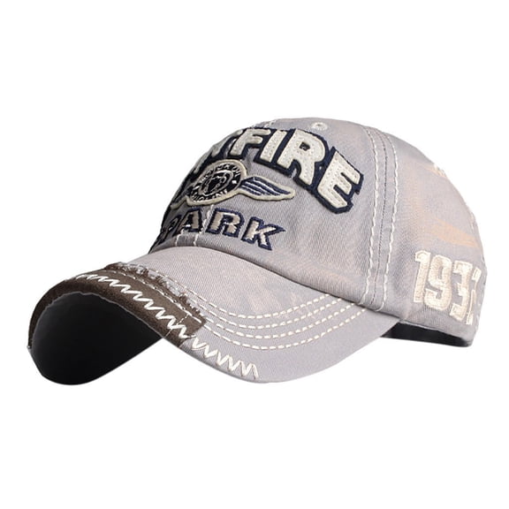 Gsakboxl Trucker Hat Unisex Spitfire Letter Embroidered Floral Denim Mesh Baseball Cap Fashion All-match Summer Sun Visor Hat Grey