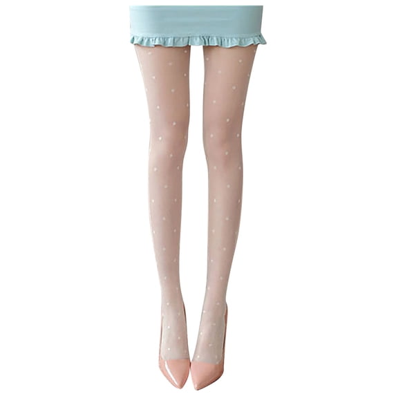 Gsakboxl Under $10 Socks for Women Women Polka Dot Sheer Black Pantyhose, Thin Silk High Waist Fashion Tights for Party & Daily Outfits