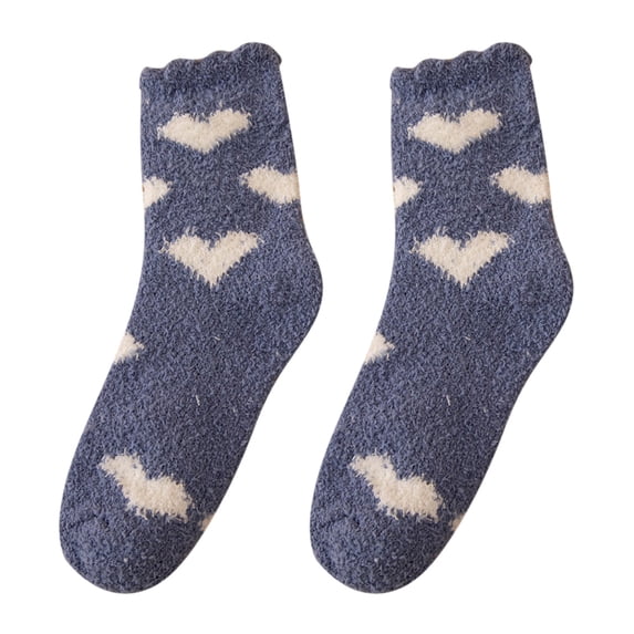 Gsakboxl Under $5 Womens Socks Women Heart Print Coral Fleece Socks Soft Fluffy Warm Plush Cozy Socks Colorful Lightweight Thermal Sleep Socks