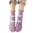 thumbnail image 1 of Gsakboxl Under $5 Womens Socks Women Heart Print Coral Fleece Socks Soft Fluffy Warm Plush Cozy Socks Colorful Lightweight Thermal Sleep Socks, 1 of 5