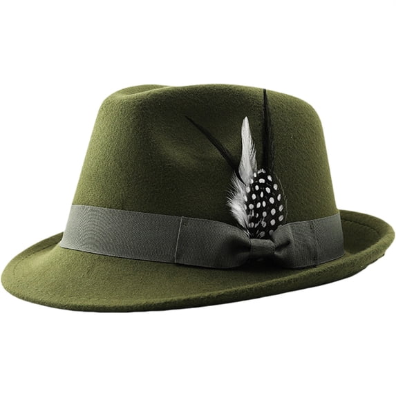 Gsakboxl Unisex Classic Panama Dress Hat With Bowknot Feather Decor, Wide Brim Elegant Formal Sun Hat For Party Wedding Vacation Trucker Hat Green One Size