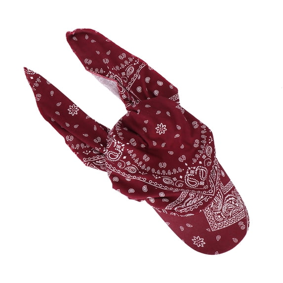 Gsakboxl Women Fashion Floral Print Stretch Hijab Cap Multicolor Soft Muslim Headscarf Base Hat for Daily Religious Wear Casual Outings Cowboy Hat Wine Red One Size