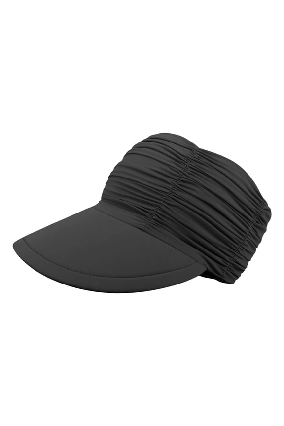 Women UPF50+ Foldable Ponytail Sun Visor Cap, Ice Feel Lightweight Large Brim Empty Top Sports Hat for Outdoor Workout Hiking Trucker Hat Dark Gray One Size