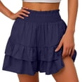 thumbnail image 1 of Gsakboxl Women's Shorts 2026 Summer Women High Waist Romantic Floral Printed Pleated Ruffle Hem Loose Casual Vacation Daily Wear Lightweight Breathable Beach Shorts Navy, 1 of 8