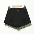 thumbnail image 1 of Gsakboxl Womens Shorts Summer Women Plus Size Ripped Raw Hem Denim Shorts Trendy Preppy Style Casual Going Out Jean Shorts For Teen Girls Daily Streetwear Black, 1 of 4