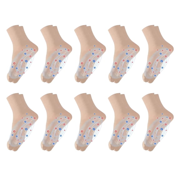 Gsakboxl Womens Socks Lanceasy 10 Pairs Tourmaline Massage Shaping Invisible Socks Women Summer Thin Anti-Slip Dot Glue Sheer No-Run Mid Short Hosiery Beige