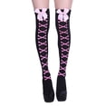 thumbnail image 1 of Gsakboxl Womens Socks Women Striped Over Knee Thigh High Socks With Strawberry Bowknot Decor Holiday Long Stockings For Christmas Halloween Daily I, 1 of 5