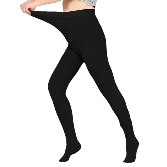 Gsakboxl Womens Socks Women Thin Fleece Lined High Waist Thermal Slim Tights Plus Size Solid Warm Semi-Transparent Pantyhose For Spring Autumn Winter Black