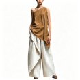 thumbnail image 1 of Gsakboxl Womens Tank Tops Women Asymmetric One Shoulder Cotton Linen Sleeveless Top Soft Breathable Loose Fit Summer Casual Single Shoulder T-Shirt For Vacation Daily Outfit Khaki L, 1 of 7