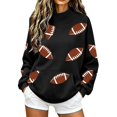 thumbnail image 1 of Gsakboxl Womens Tops Women Warm Mock Neck Football Graphic Hoodless Sweatshirt, Loose Long Sleeve Sports Fan Pullover Tops Casual Soft Sweatshirt For Football Season Daily Vacation Outfits for Women, 1 of 4