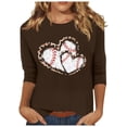thumbnail image 1 of Gsakboxl Womens Tops Women's Baseball Mom Heart Graphic T-Shirt 3/4 Sleeve Casual Cute Tee Soft Breathable Top for Game Day and Daily Wear, 1 of 5