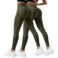 thumbnail image 1 of Gsakboxl Yoga Pants Women 2 Pack Textured Seamless Butt Lifting Tummy Control High Waist Peach Hip Yoga Workout Leggings Green XL, 1 of 4