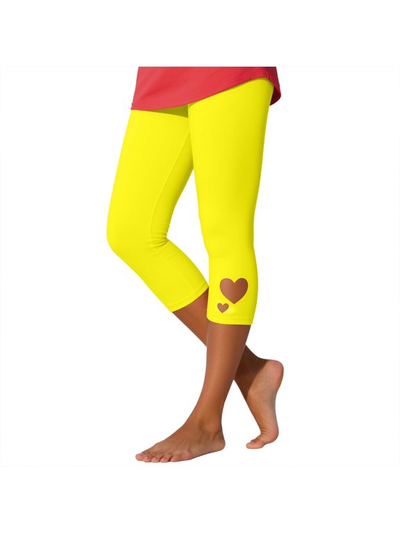 Yoga Pants Women 2026 Plus Size High Waist Hollow Out Stretch Compression Seven Quarter Yoga Capri Leggings (Hollow Cropped Yoga Base Pants) Yellow XXL