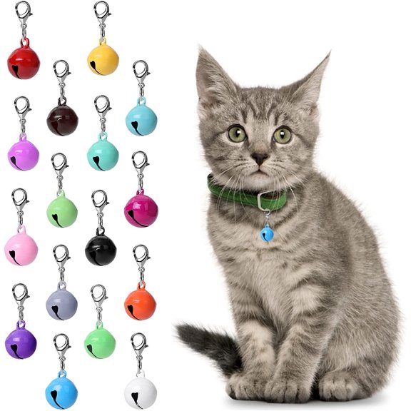 Gseagtia 16 Cat Dog Collar Bells, Bell for Cat Collar, Dog Collar Charms, Pet Collar Accessories, Festival Party Craft Decoration
