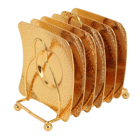 Gseagtia Golden Bar Coasters with Holder for Stylish Home, Kitchen & Cafe Décor Gilded Glamour