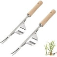 thumbnail image 1 of Gseagtia Manual Weed Killer Garden Tool Stainless Steel Weed Killer with Wood Handle Gardening Tool to Weed Your Garden Long 2 Piece, 1 of 7