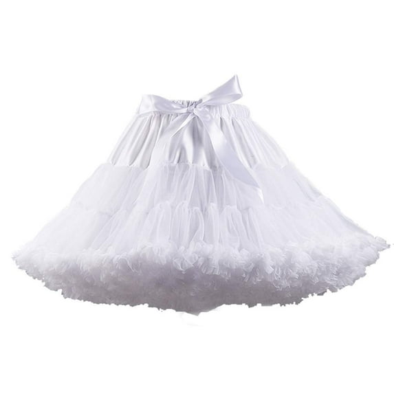 Gseagtia Women's Elastic Waist Chiffon Petticoat Puffy Tutu Tulle Skirt Princess Ballet Dance Pettiskirts Underskirt