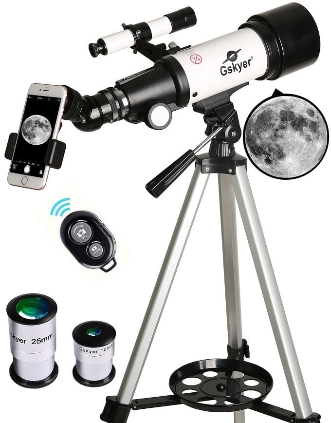 Gskyer 70mm f/5.7 Refracting Telescope with Phone Adapter, Wireless Remote, Carry Bag