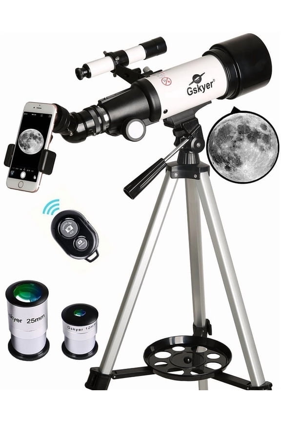 70mm f/5.7 Refracting Telescope with Phone Adapter, Wireless Remote, Carry Bag